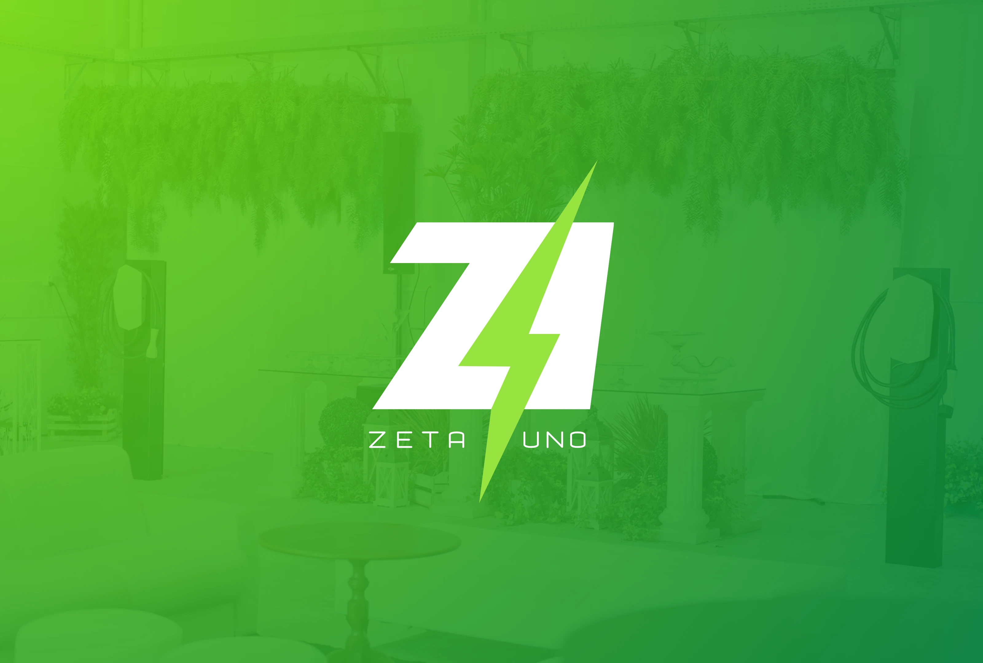 Logotipo da ZetaUno sobre o showroom da empresa